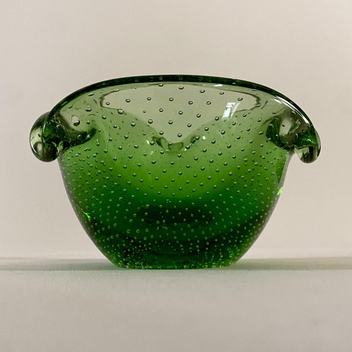 Deuxieme.shop Murano Glass Vase with Green bubbles 50s Flavio Poli.